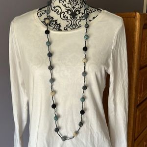 Chicos Casual Necklace with Blue and Silver Balls and Matching Earrings